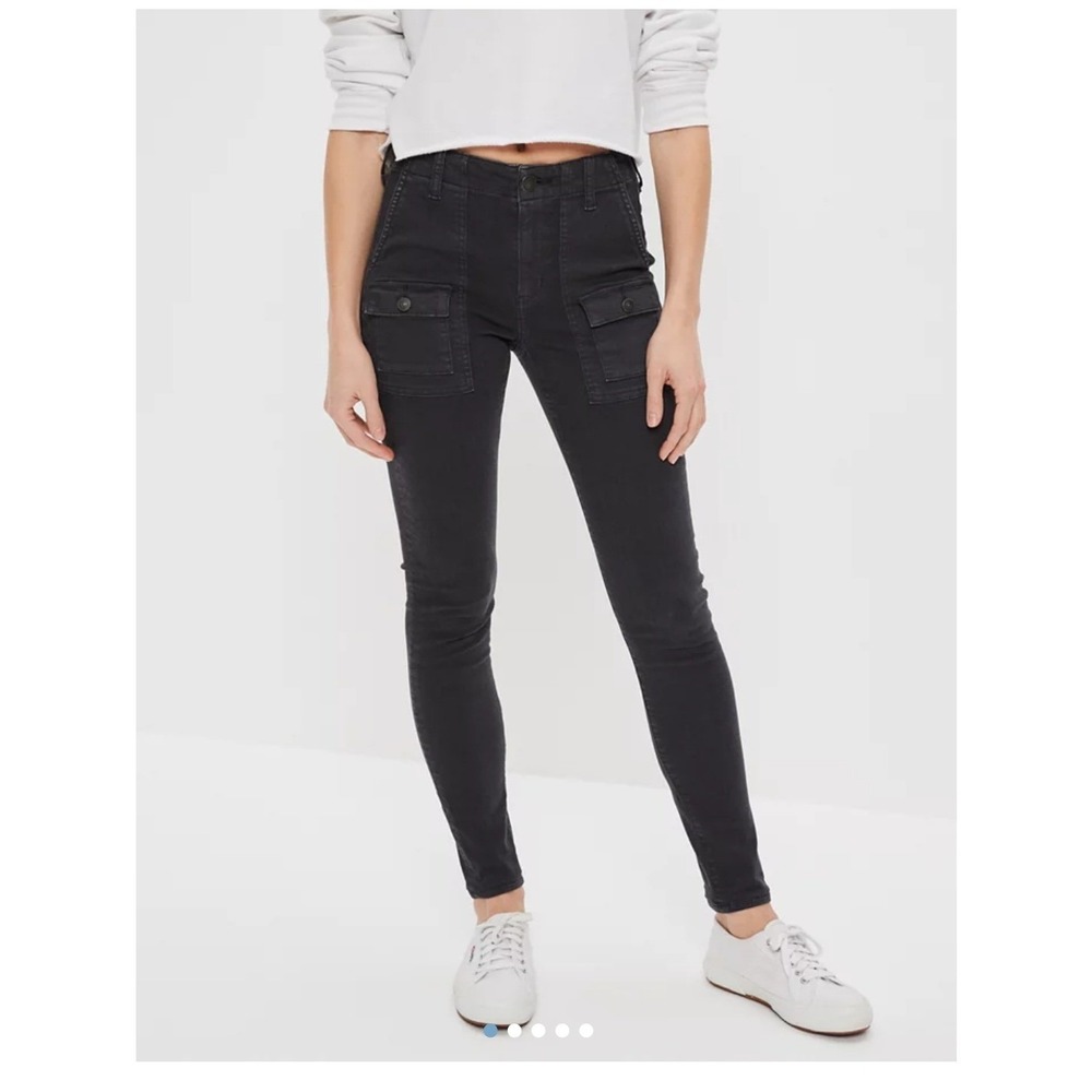 American Eagle Next Level‎ Stretch Cargo Pants Charcoal Gray Skinny Utility 20R